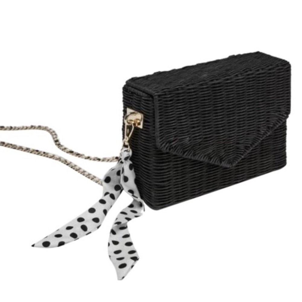 Zara Woven Black Crossbody Bag